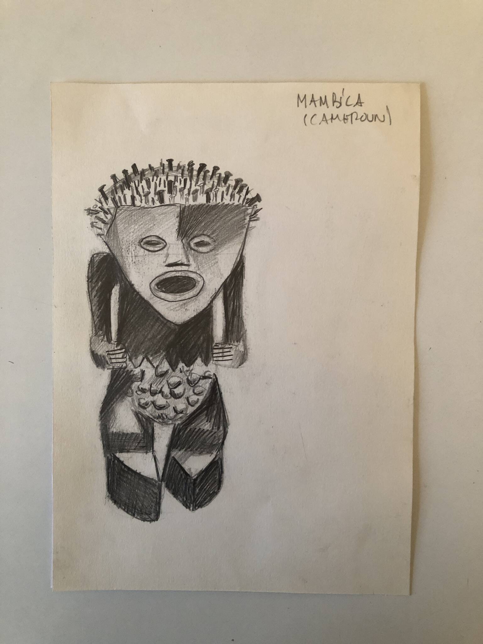 Drawing African Sculpture Manbila Cameroon