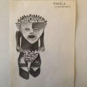Drawing African Sculpture Manbila Cameroon