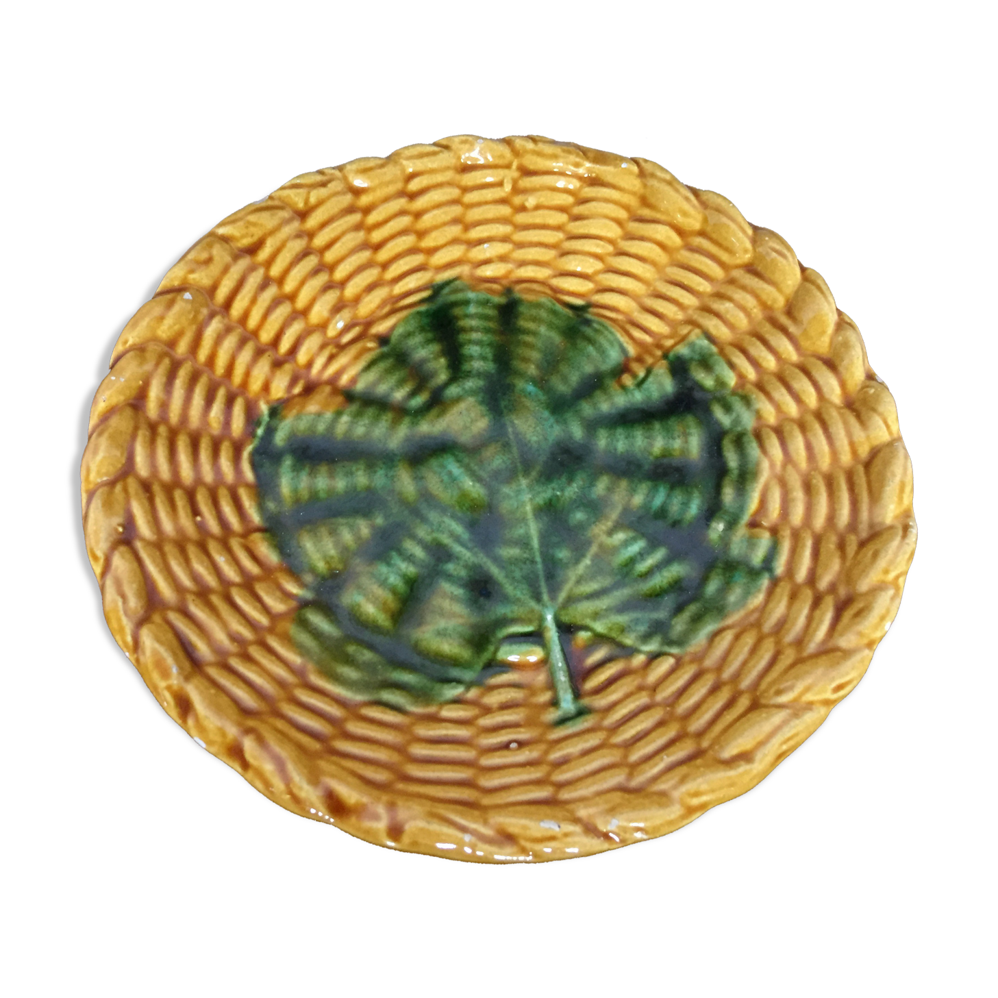 Vallauris' yellow and green ceramic plate