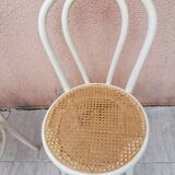 Lot of three Vintage ecru natural cane bistro chairs