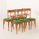 Italian mid-century chairs in walnut and wool