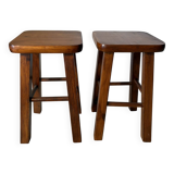 Pair of solid wood stools – vintage rustic style