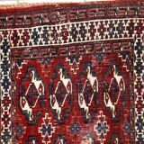 Ancient turkmen yomud handmade carpet 70cm x 118cm 1900s, 1c725