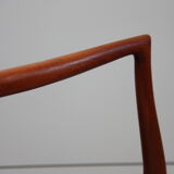 Vintage armchair in teak and black leather - Model 64 - Möller - Denmark '60's