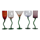 Lot de verres colorés soufflés à la main