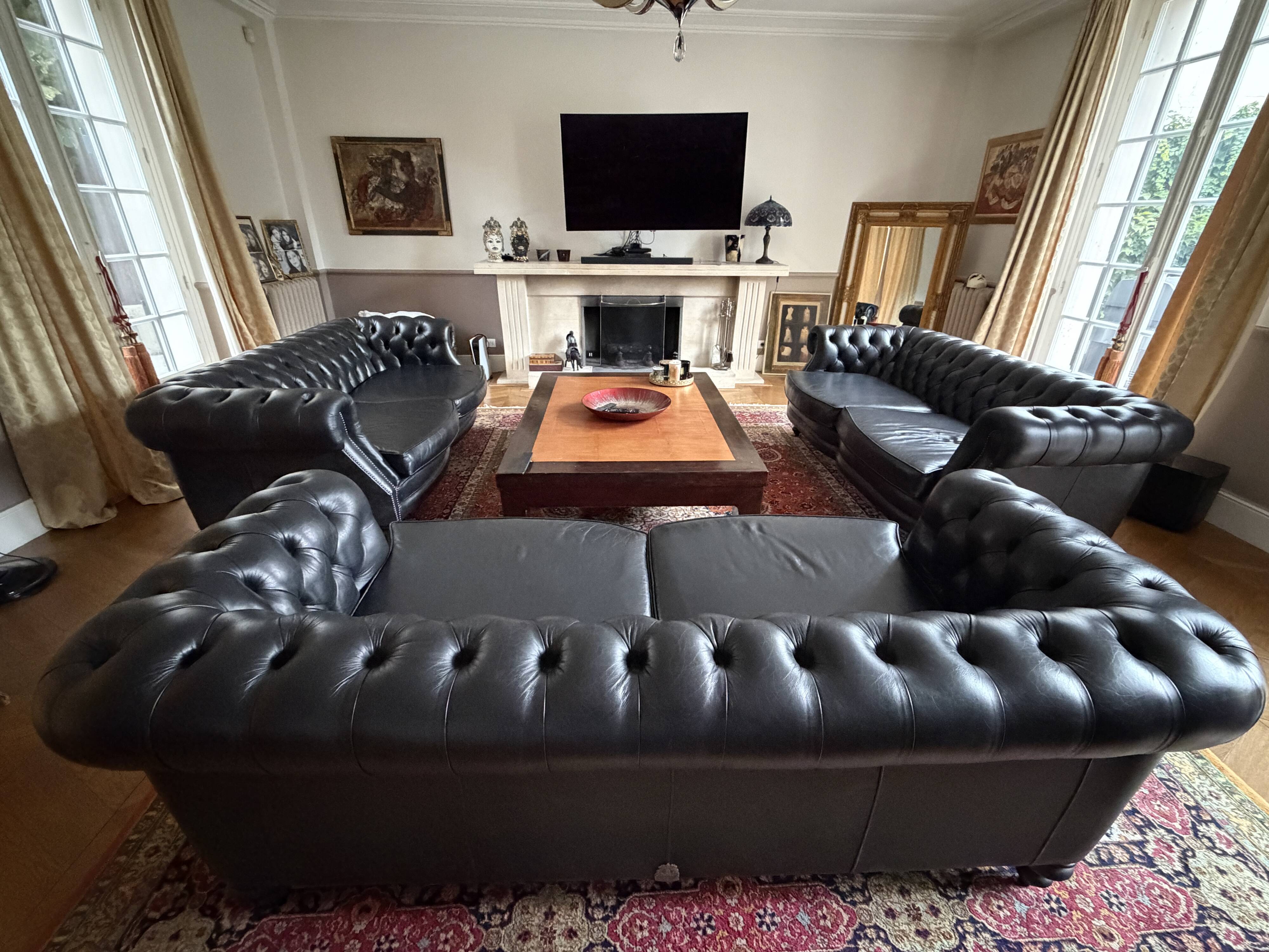 Chesterfield sofa Sebastian - Fleming & Howland - black leather