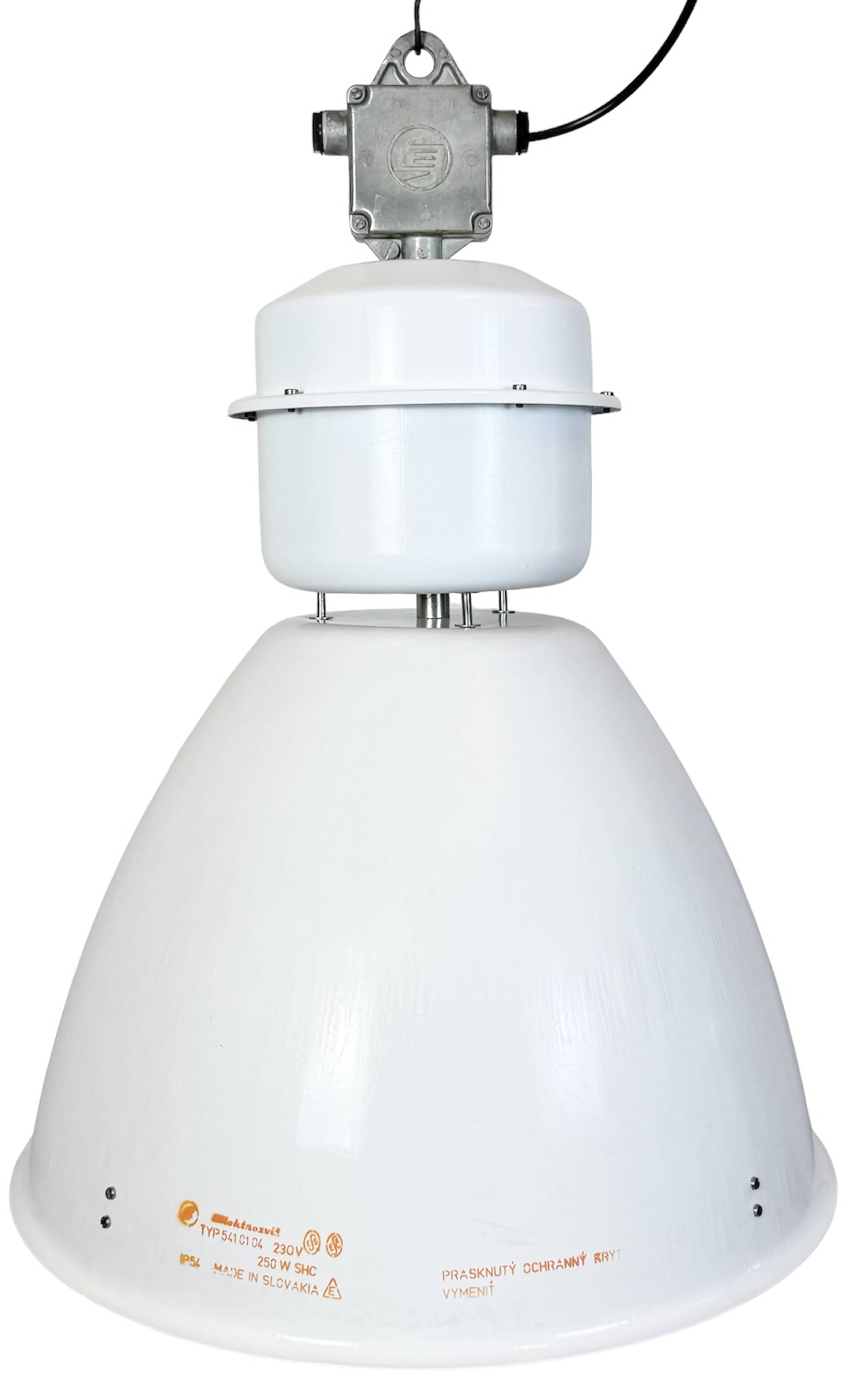 Large White Enamel Industrial Factory Lamp from Elektrosvit, 1990s