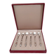 Lot de 6 cuillères à café en métal couleur argent dans leur coffret d'origine