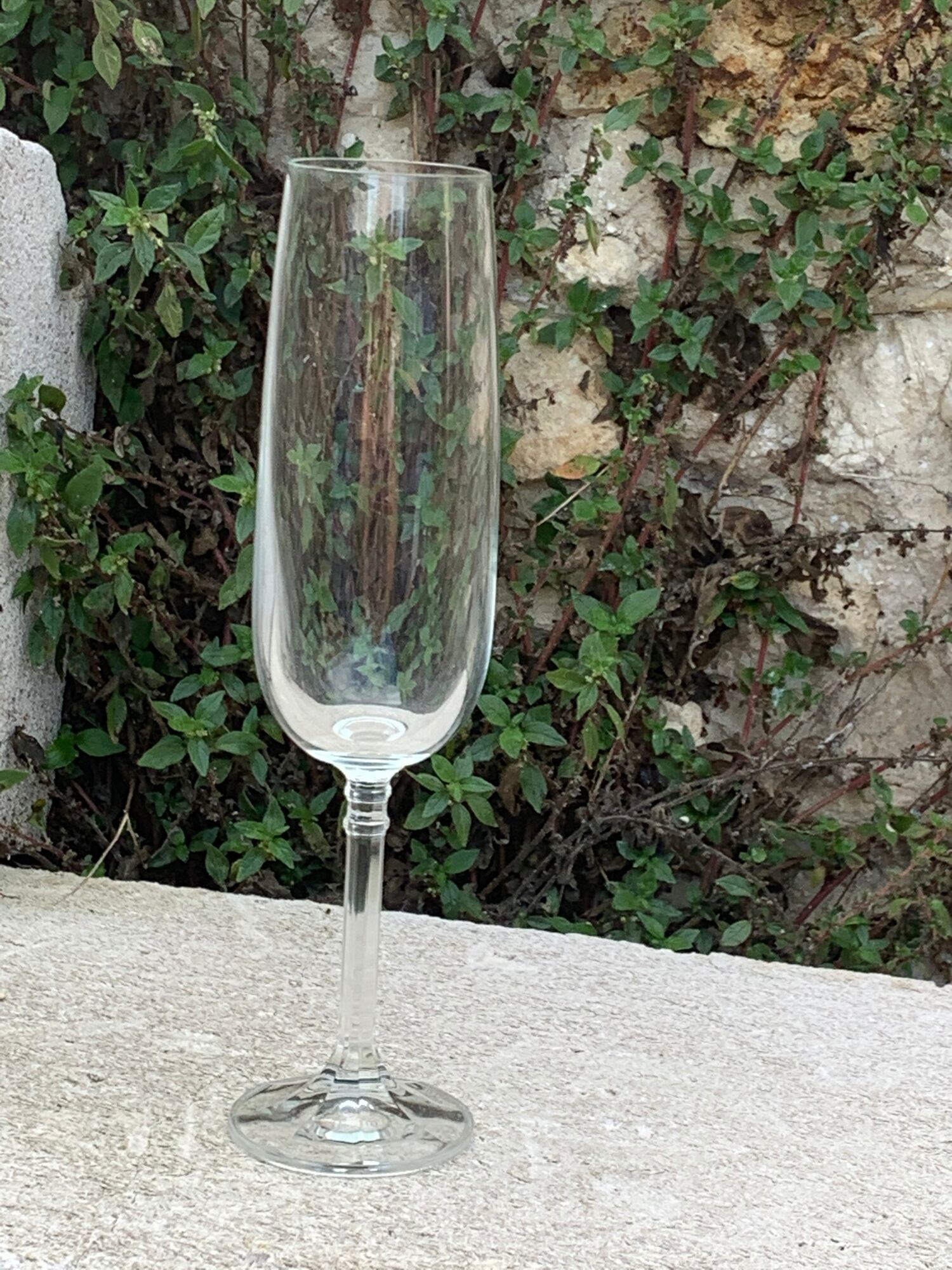 4 champagne flutes in transparent glass model Isabelle vintage 1970