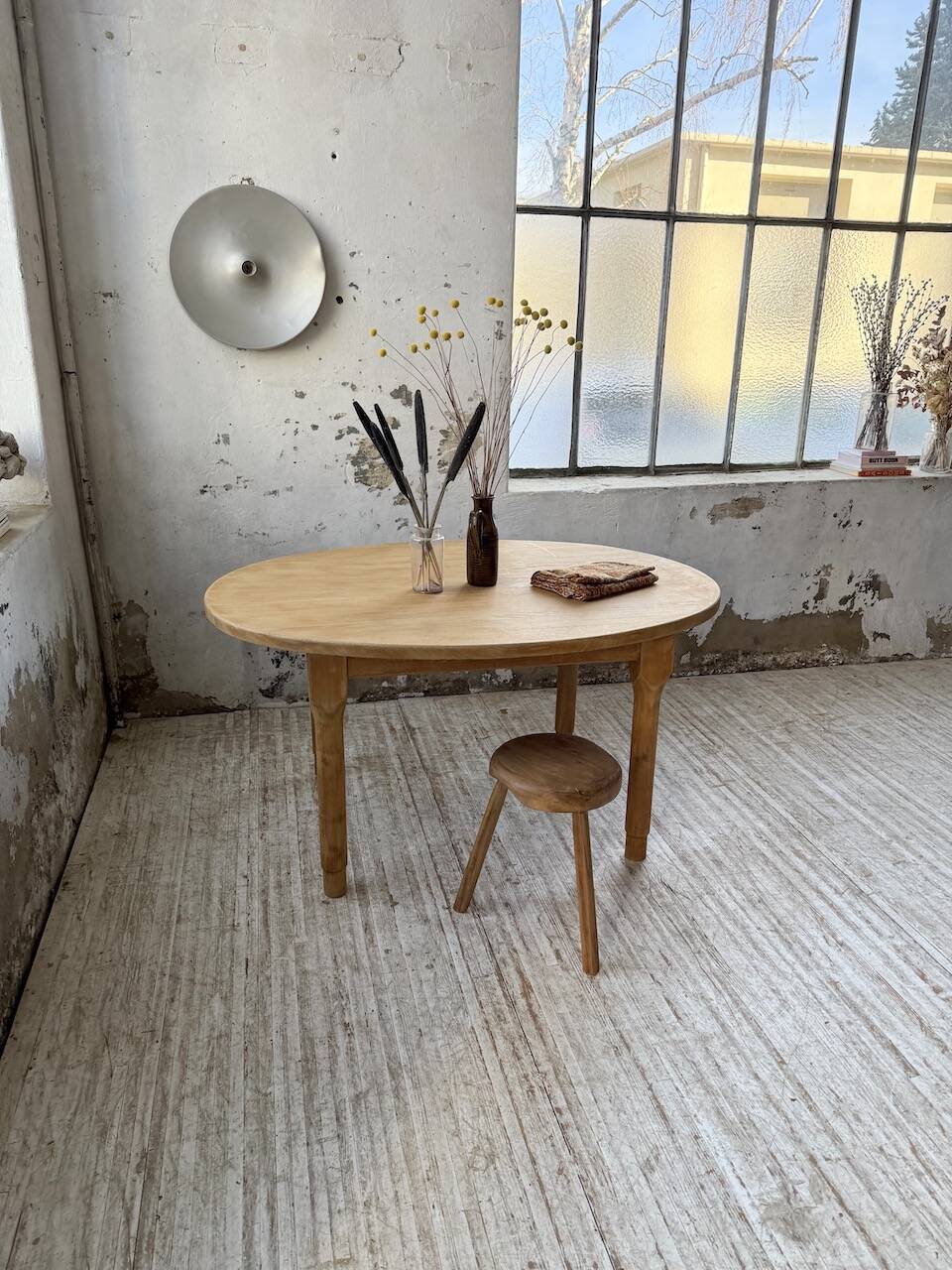 Oval farmhouse table oak 1960