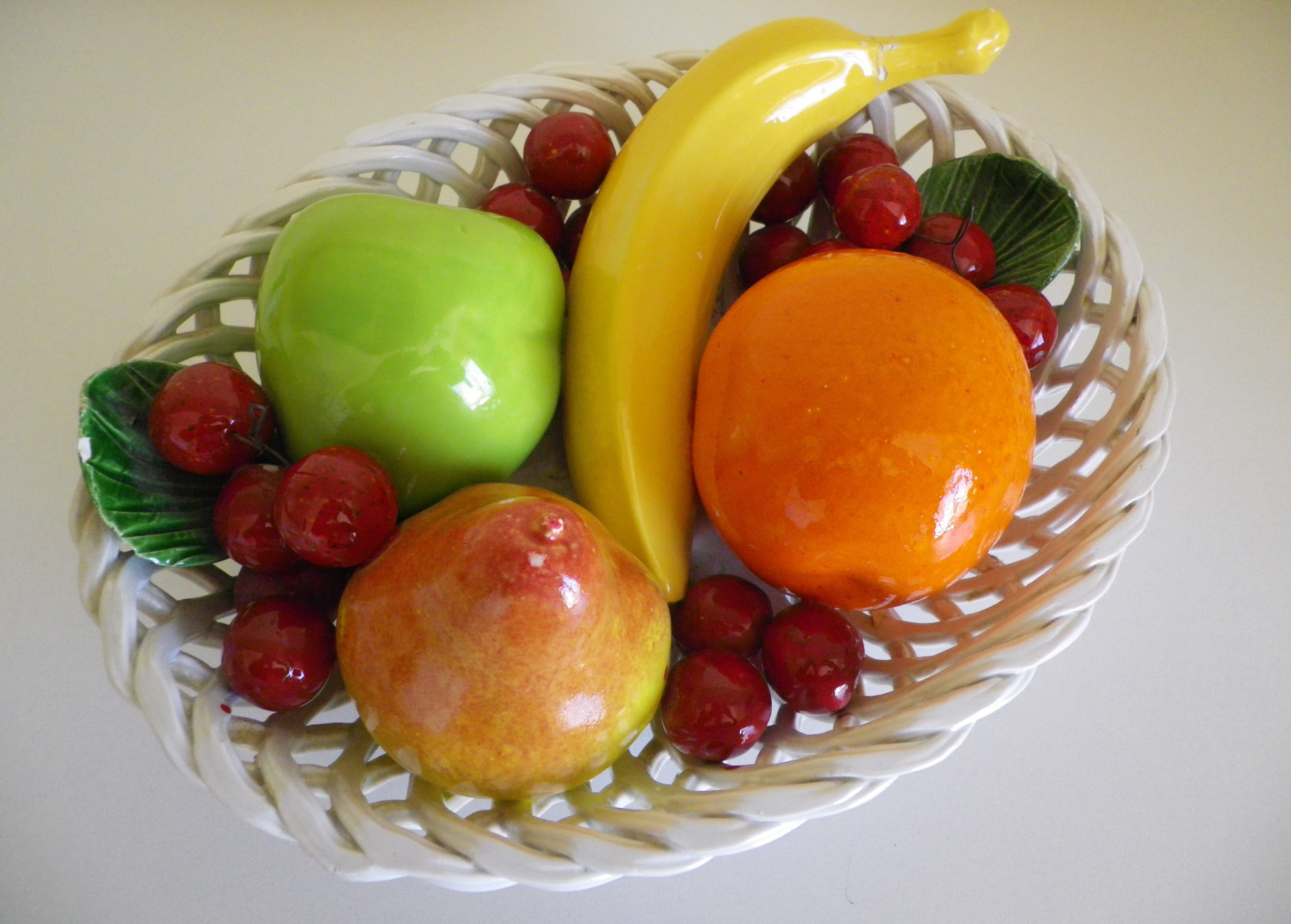 Fruit basket, ceramics, interior or table decoration, 1960