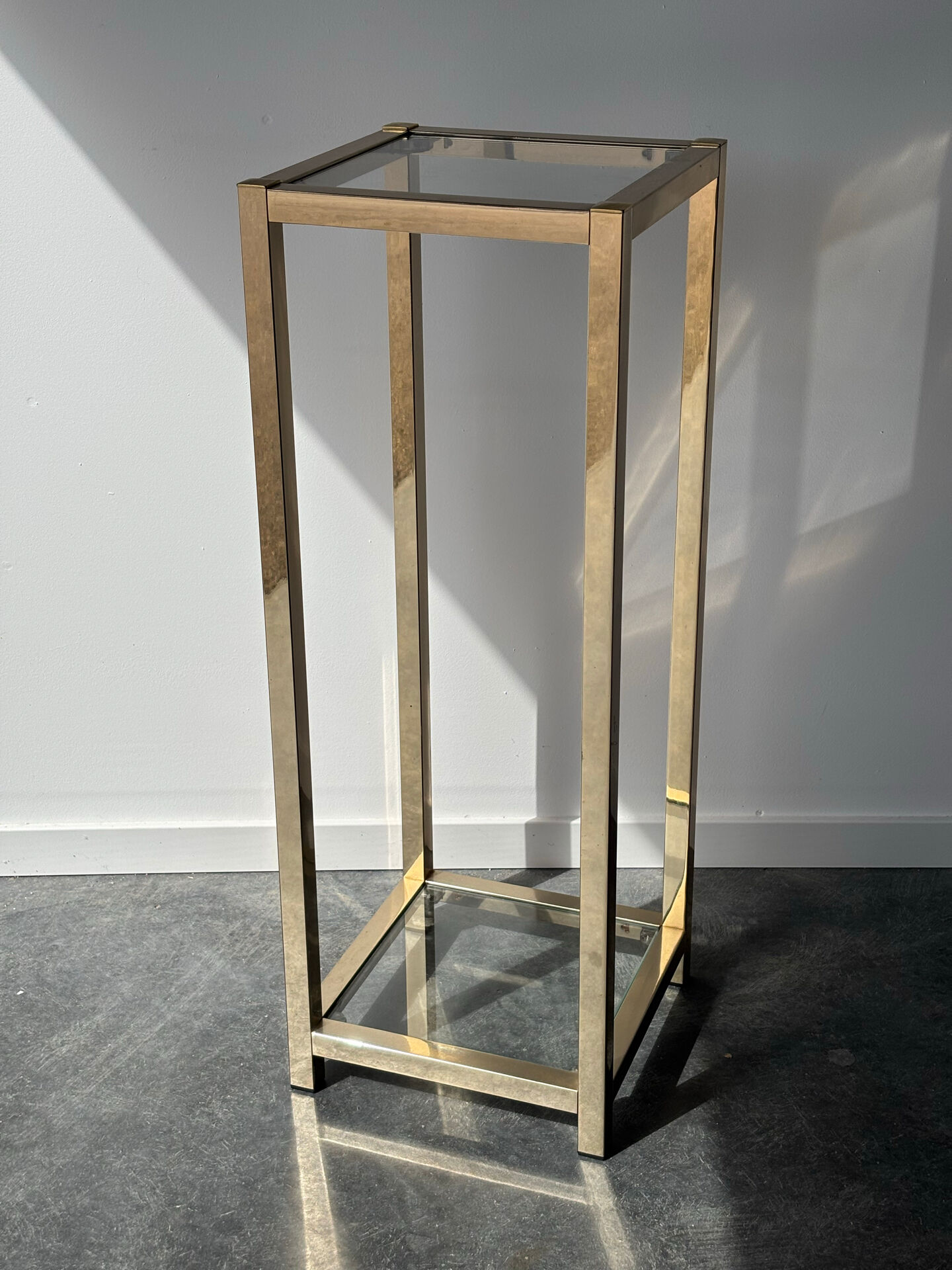 Golden metal and glass side table – 1970s