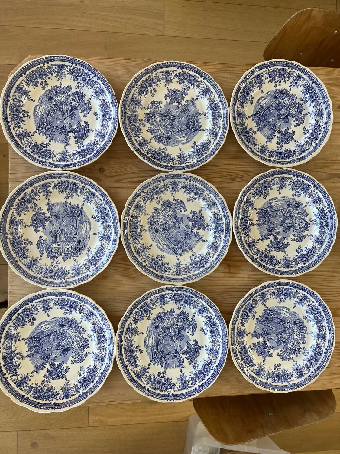 Lit de 9 assiettes plates Luneville The Cottage