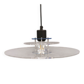 Lampe suspendue danoise de l'ère spatiale en plexiglas transparent et bleu des années 1980.
