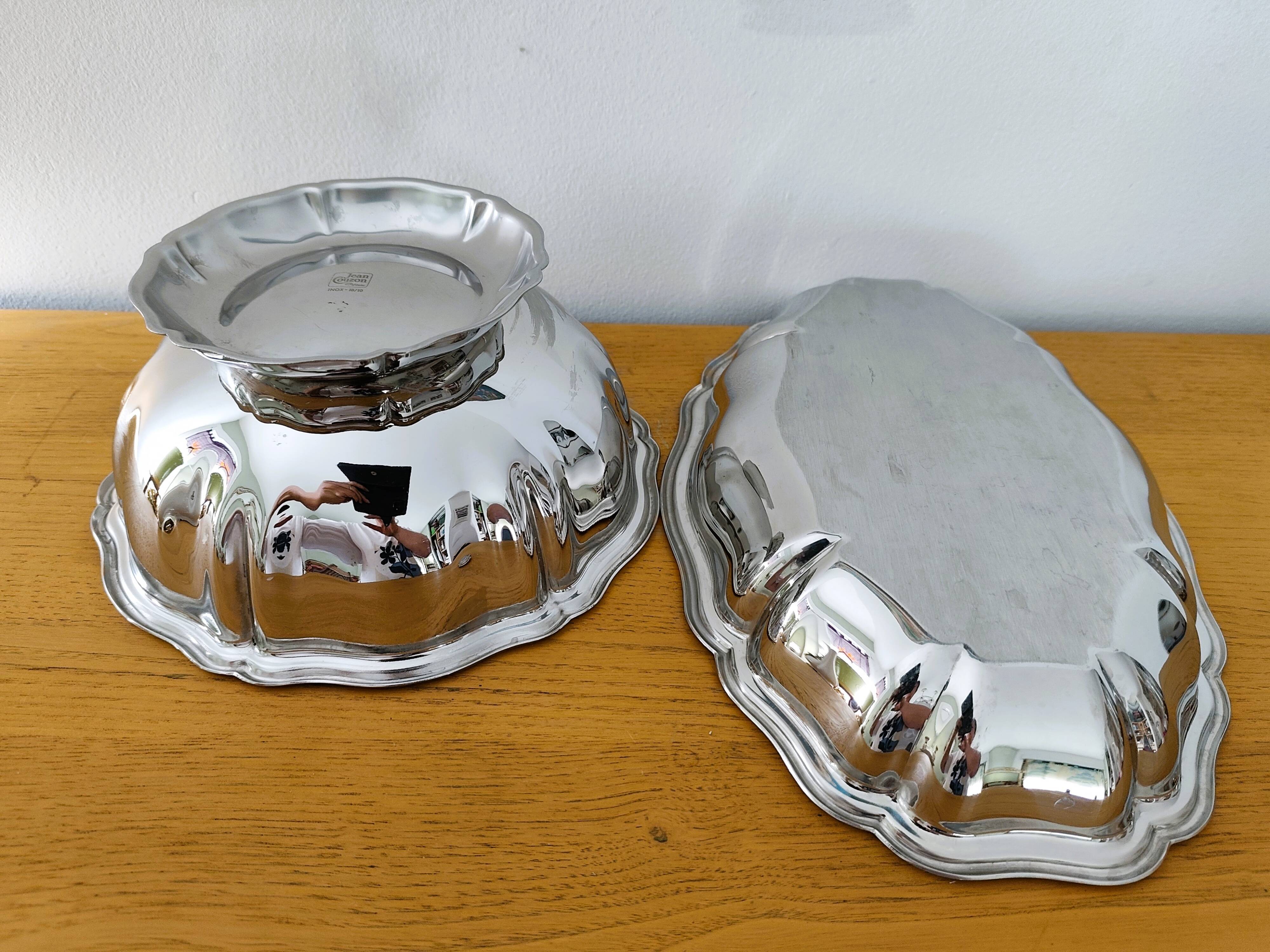 Set of 2 Jean Couzon stainless steel 18/10 dishes