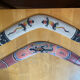 Paire boomerangs lanzarote bois peint lézards aborigène vintage