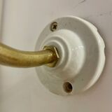Swan neck wall light in brass and enamel