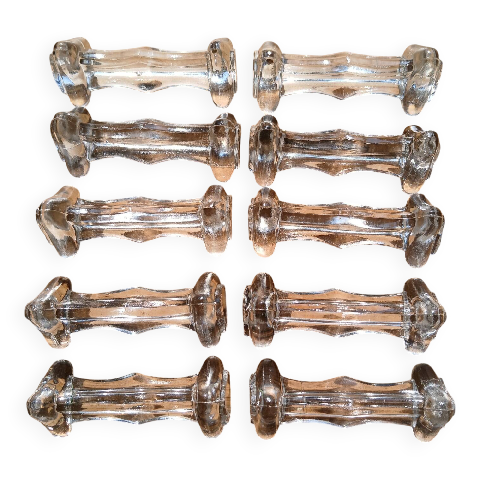Set of 10 glass knife rests