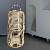 Large lantern-shaped rattan pendant lamp H50 D24