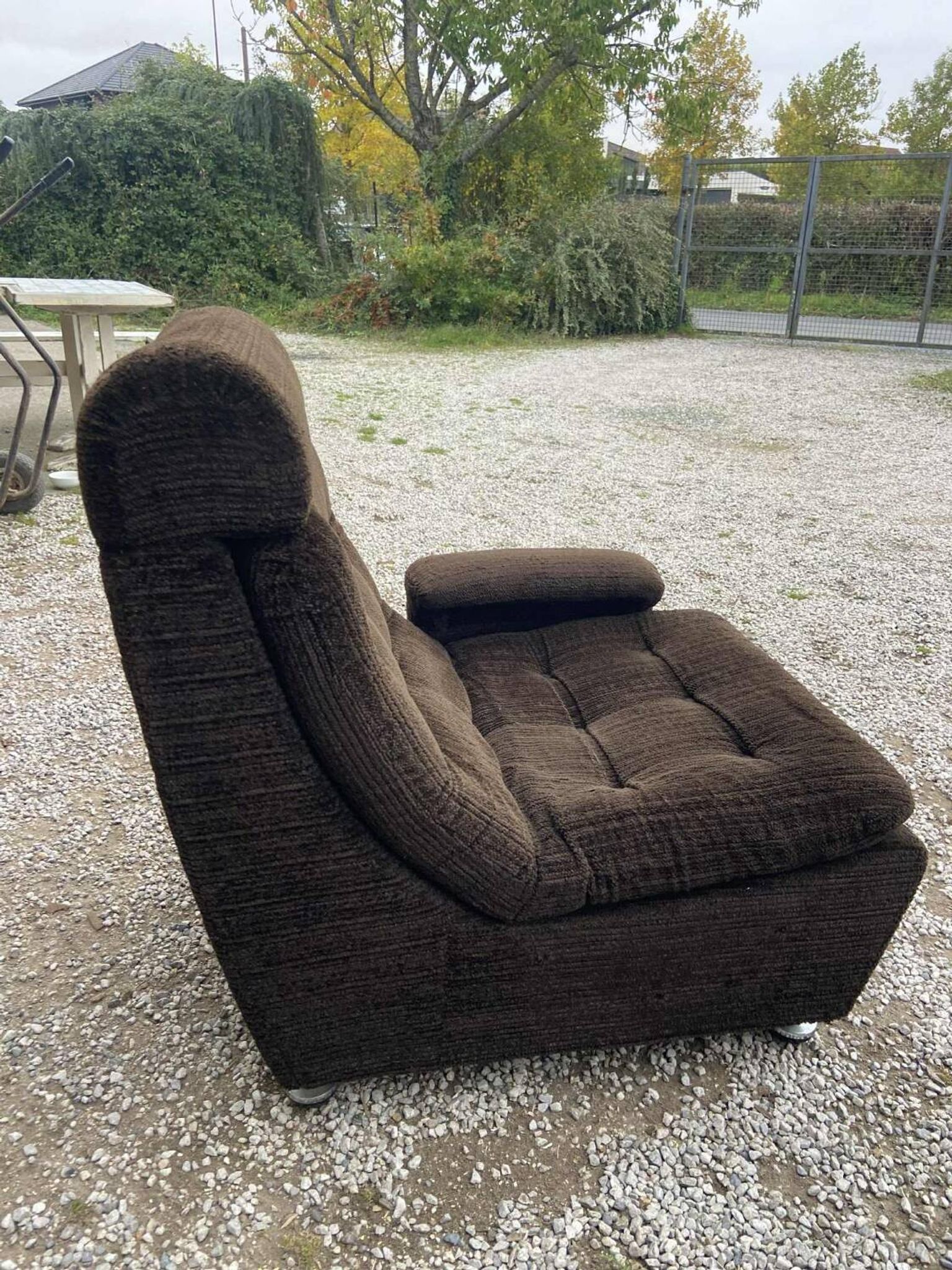 Vintage Space Age brown velvet sofa