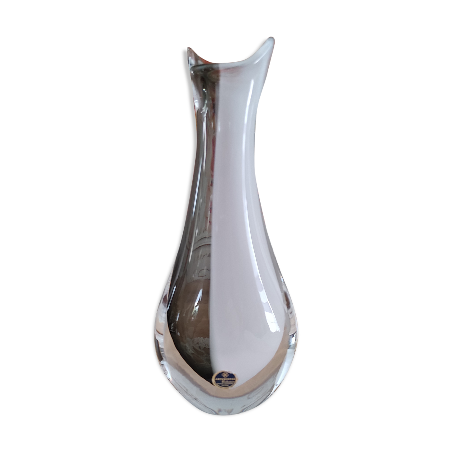 White and black bohemian crystal vase Artcristal