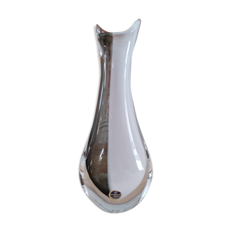 Vase en cristal de bohème blanc et noir Artcristal