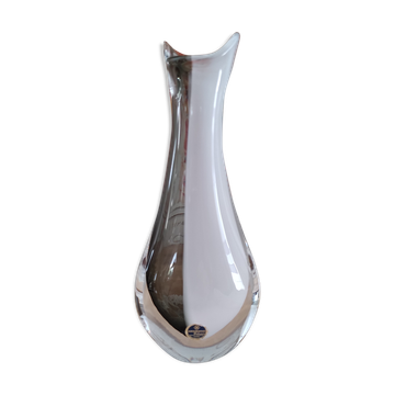 Vase en cristal de bohème blanc et noir Artcristal