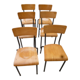 Set of 6 wooden and iron chairs