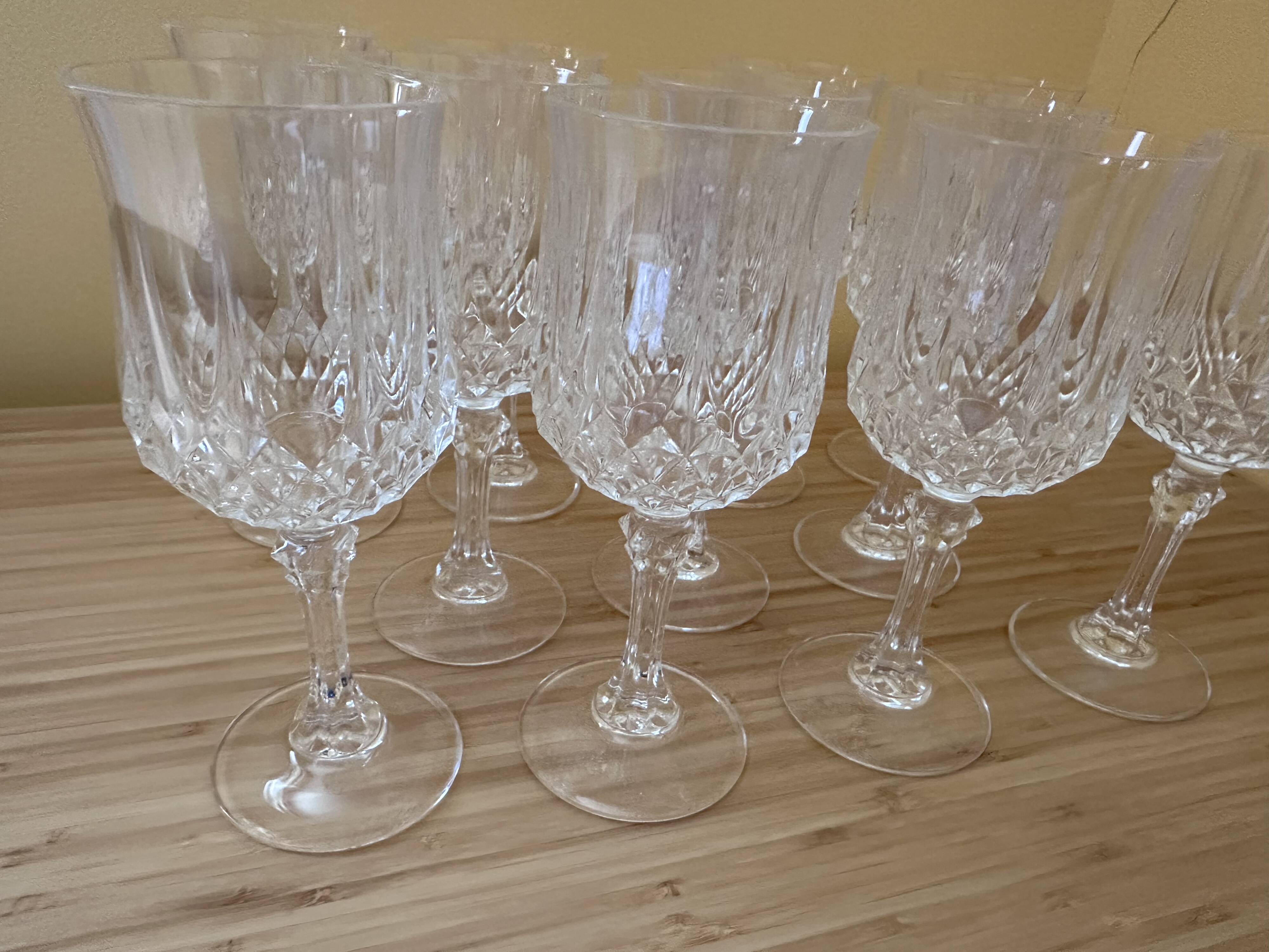 12 large glasses 21 cl "Lonchamp" Cristal d'Arques Vintage