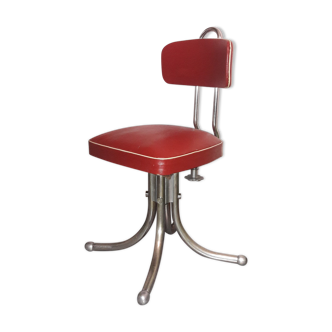 Skaï bordeau swivel chair, 1960