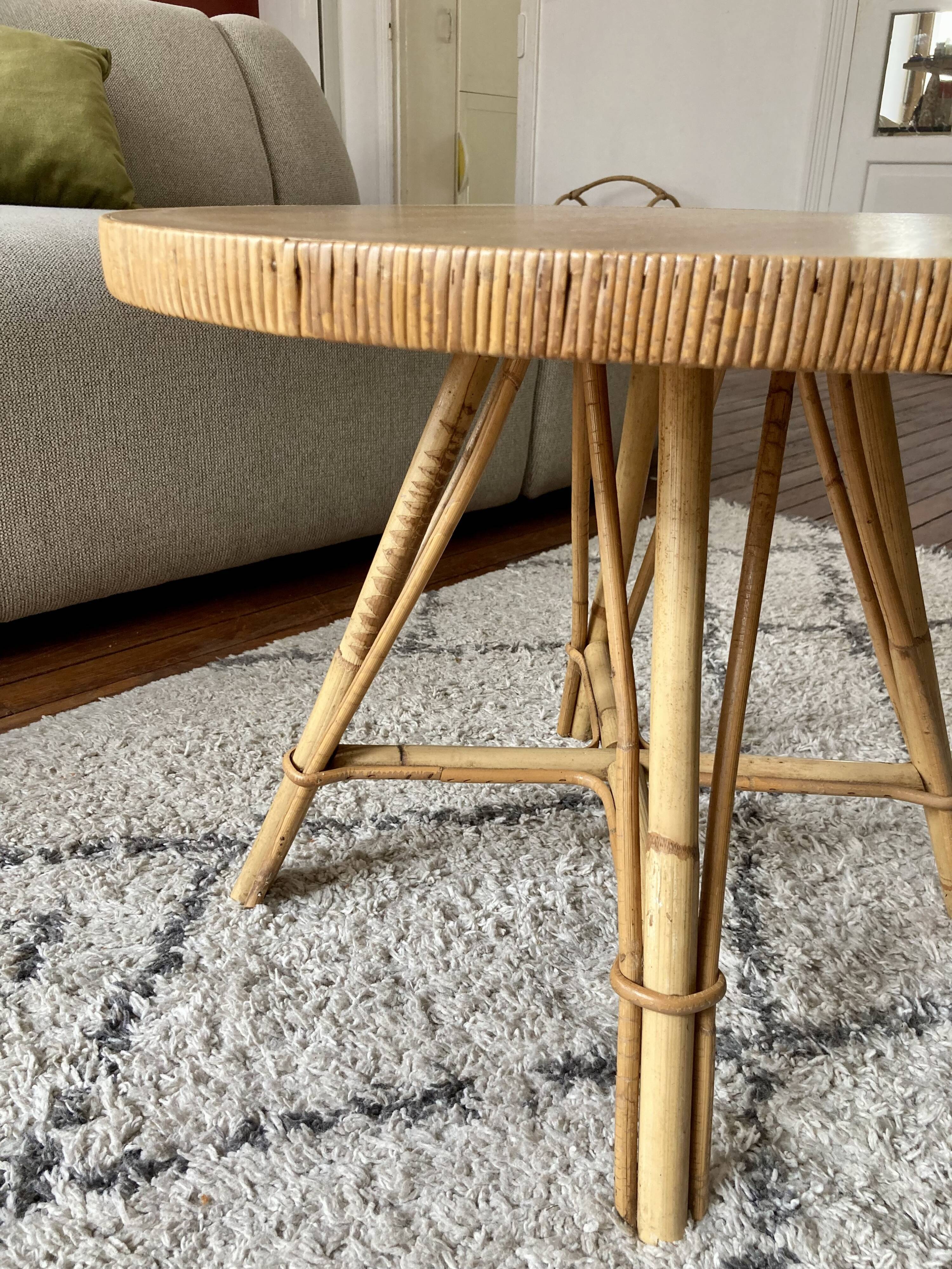 Round rattan coffee table top