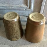 Lot of six Digoin mugs in sandstone