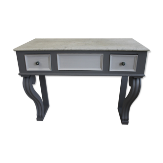 Old grey console on marble Elise