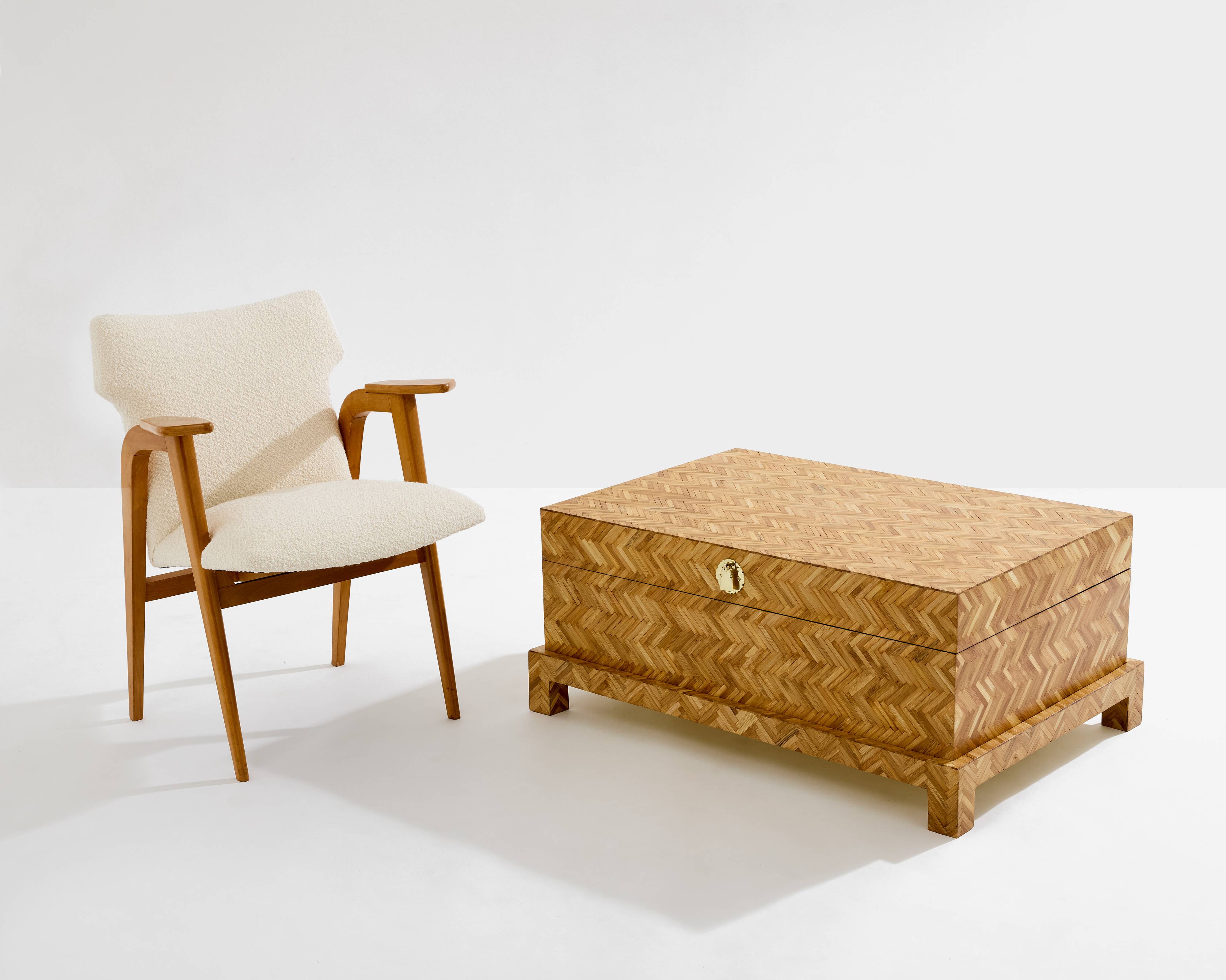 Bamboo and brass marquetry chest, Maison & Jardin Gallery, 1970