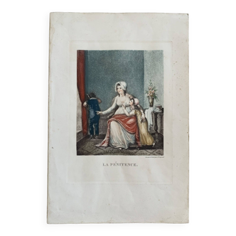 Color engraving / A. Legrand / Penance