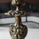 Pair of Antique Flambeaux Candlesticks/Baroque Style, Rocaille. In gilded bronze. 19th century