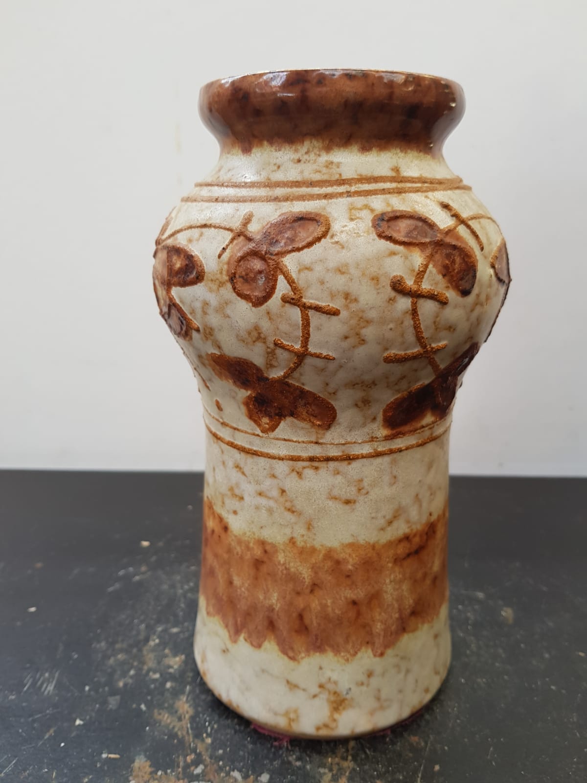 Old Ceramic Vase Beige Decor Brown Vintage