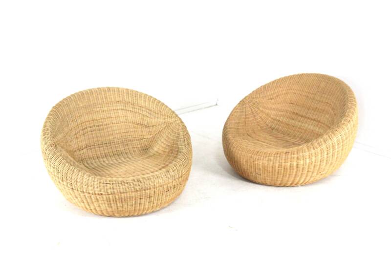 Set of 2 vintage Ikea wicker armchairs "donut"