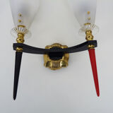 Paire d'appliques murales doubles vintage Rockabilly