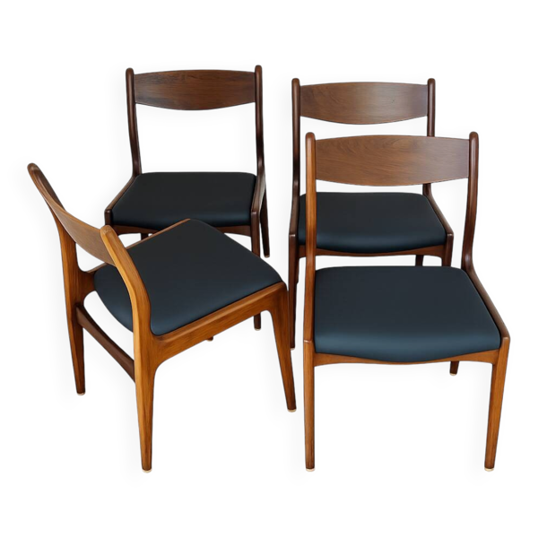 Ensemble de 4 chaises vintage en palissandre des années 1960, Richbilt, Johannes Anderse.