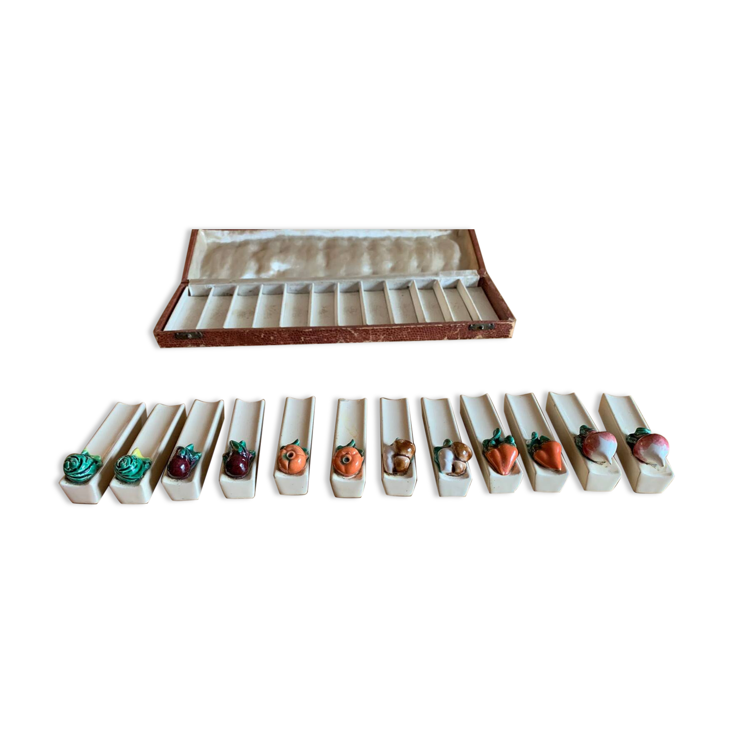 Set of 12 ceramic vegetable knife holders from Vallauris