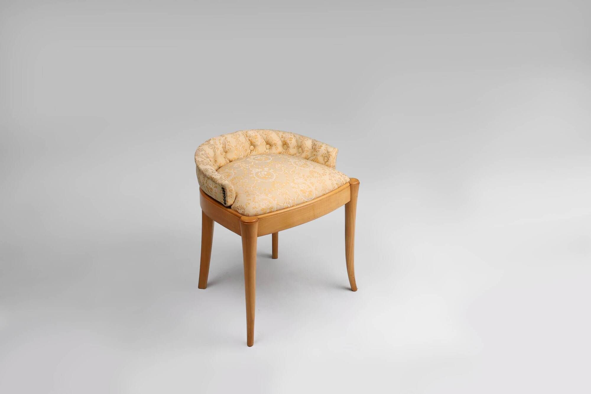 French 1940s Art Nouveau side chair in beech wood with low back