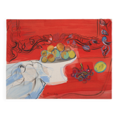 Raoul DUFY : Pêches et cerises sur fond rouge, Lithographie signée