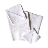 Service de table très brodé, nappe 210 x 170 cm, 12 serviettes, toile de fil