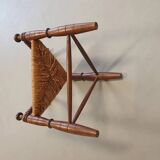 Dutch triangular turned wood corner chair rush seat knitting armchair