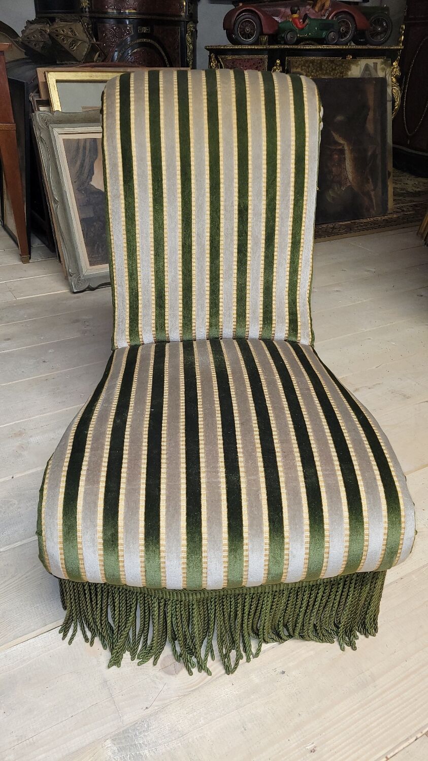 Napoleon III period velvet fireside chair