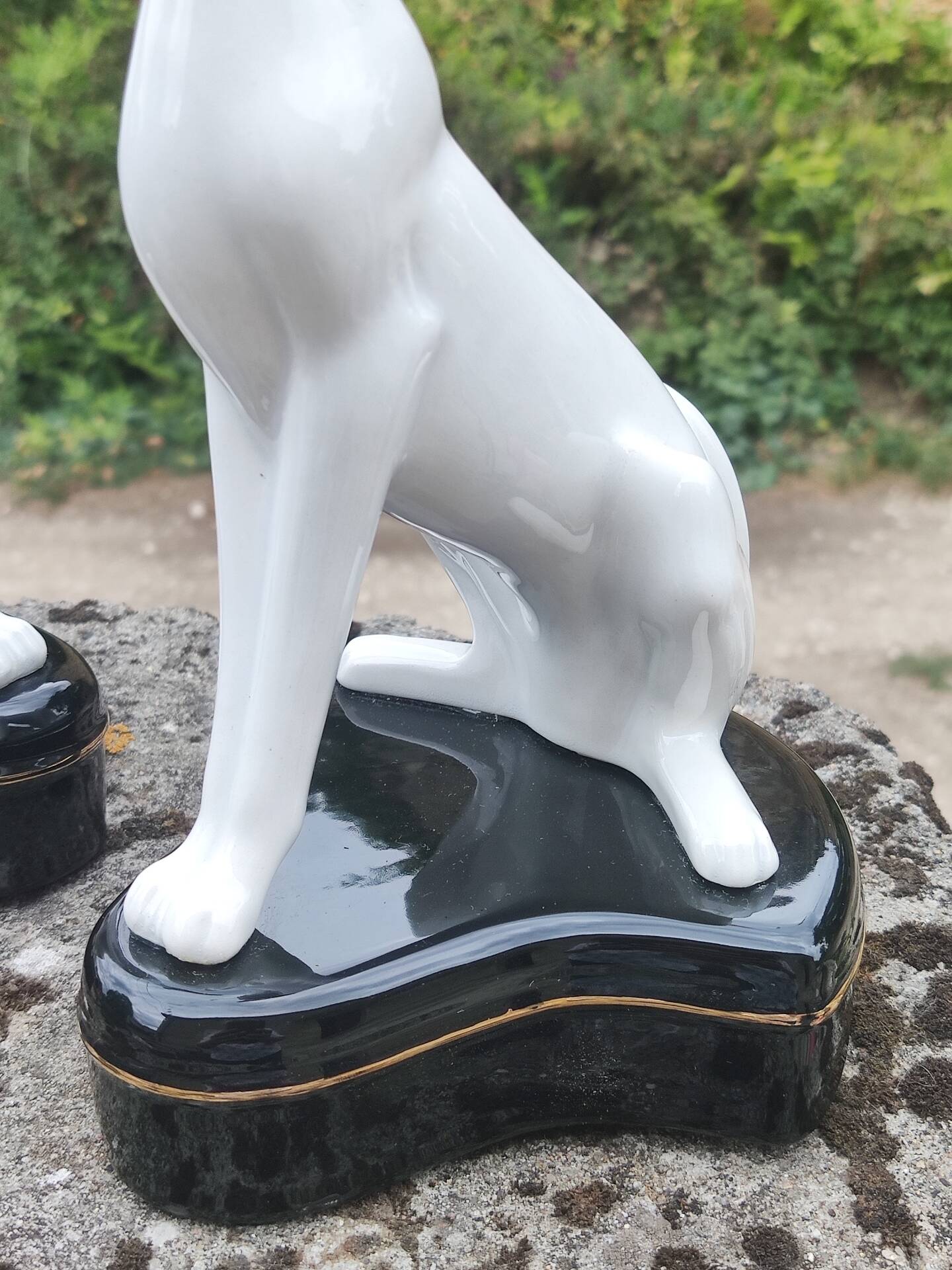 Pair of glazed porcelain Greyhounds 1940/50