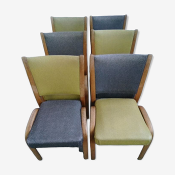 suite of 6 Bow Wood chairs