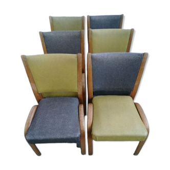 suite of 6 Bow Wood chairs