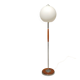 Modernist floor lamp in teak, chrome metal, opaline, Czechoslovakia 60s